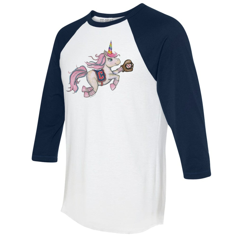 Cleveland Guardians Tiny Turnip Unisex Unicorn 3/4-Sleeve Raglan T-Shirt - MLB