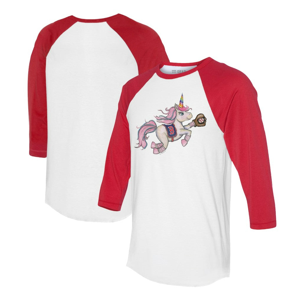 Boston Red Sox Tiny Turnip Unisex Unicorn 3/4-Sleeve Raglan T-Shirt - MLB