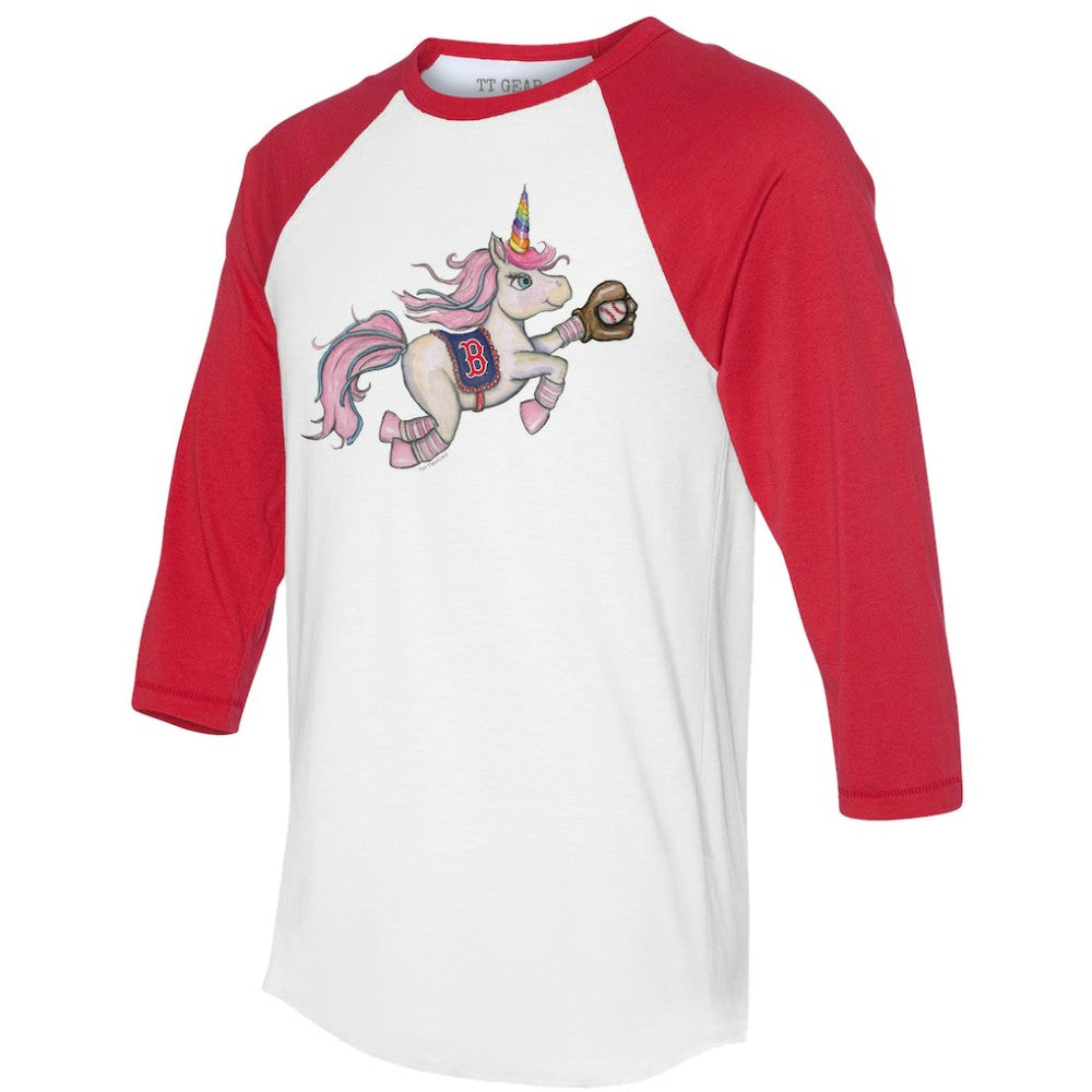 Boston Red Sox Tiny Turnip Unisex Unicorn 3/4-Sleeve Raglan T-Shirt - MLB