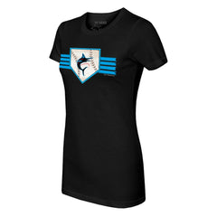 Miami Marlins Tiny Turnip Women's Base Stripe T-Shirt - MLB