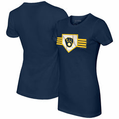 Milwaukee Brewers Tiny Turnip Women's Base Stripe T-Shirt - MLB