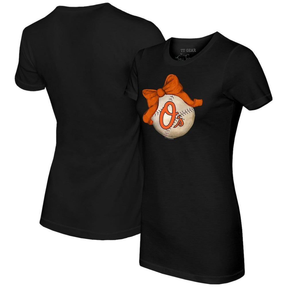 Baltimore Orioles Tiny Turnip Women's Baseball Bow T-Shirt - MLB