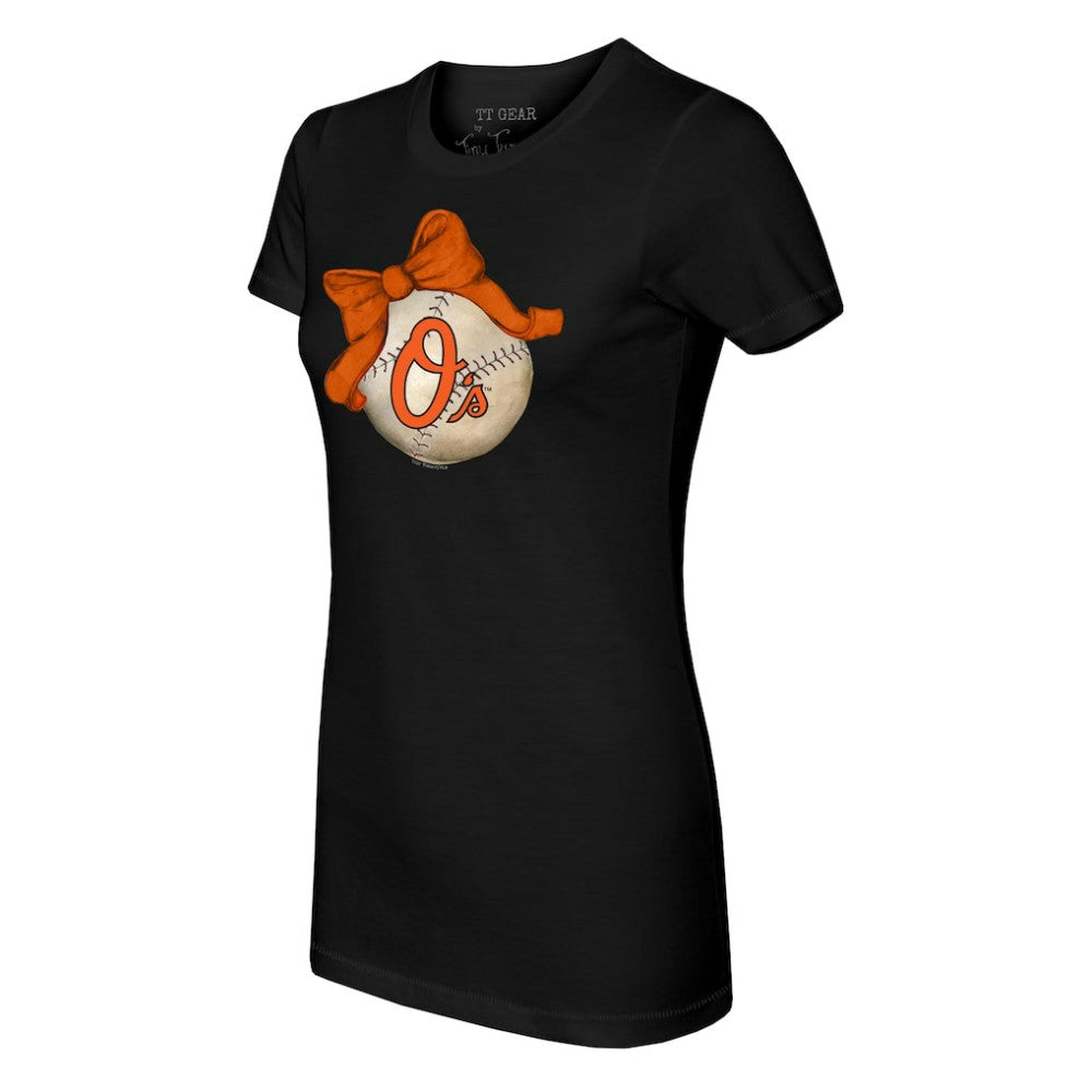 Baltimore Orioles Tiny Turnip Women's Baseball Bow T-Shirt - MLB