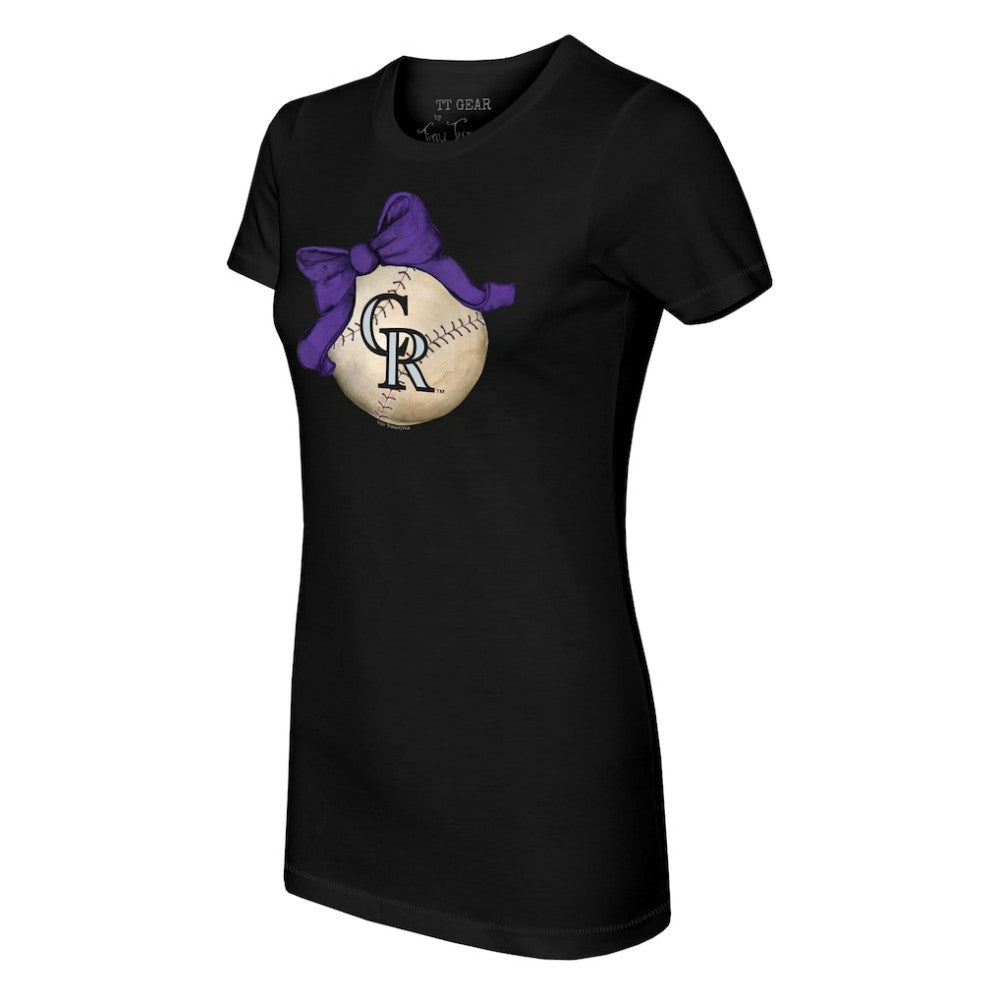 Colorado Rockies Tiny Turnip Women's Baseball Bow T-Shirt - MLB