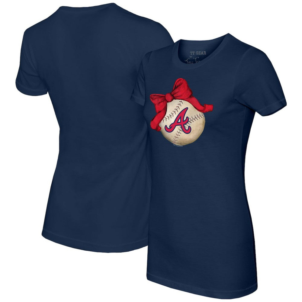 Atlanta Braves Tiny Turnip Women's Baseball Bow T-Shirt - MLB