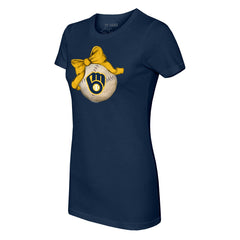 Milwaukee Brewers Tiny Turnip Women's Baseball Bow T-Shirt - MLB