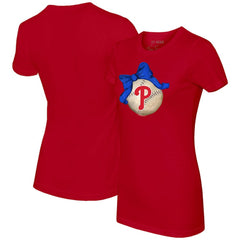 Philadelphia Phillies Tiny Turnip Women's Baseball Bow T-Shirt - MLB