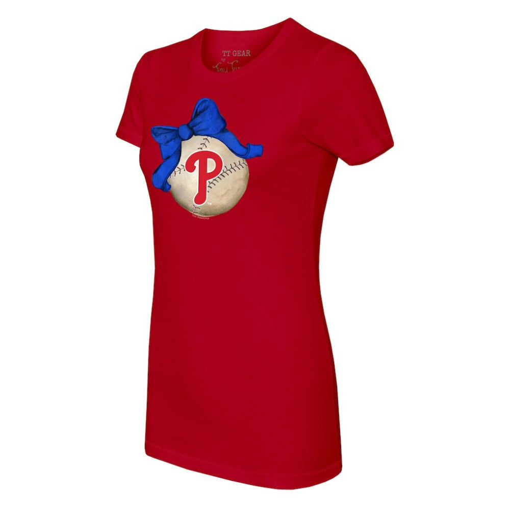 Philadelphia Phillies Tiny Turnip Women's Baseball Bow T-Shirt - MLB