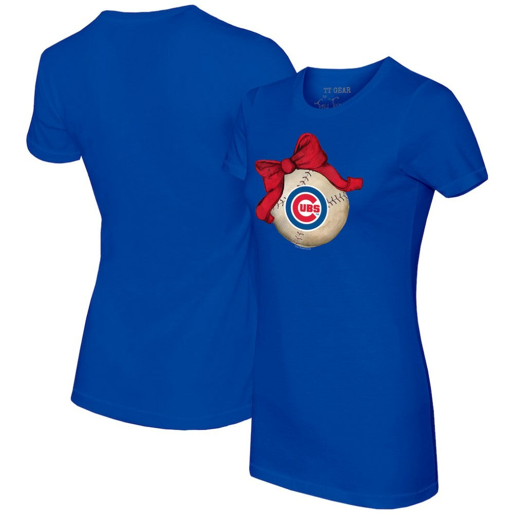 Chicago Cubs Tiny Turnip Women's Baseball Bow T-Shirt - MLB
