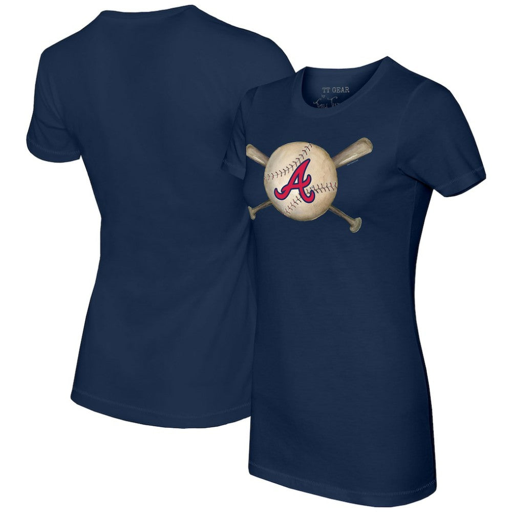 Atlanta Braves Tiny Turnip Women's Baseball Cross Bats T-Shirt - MLB