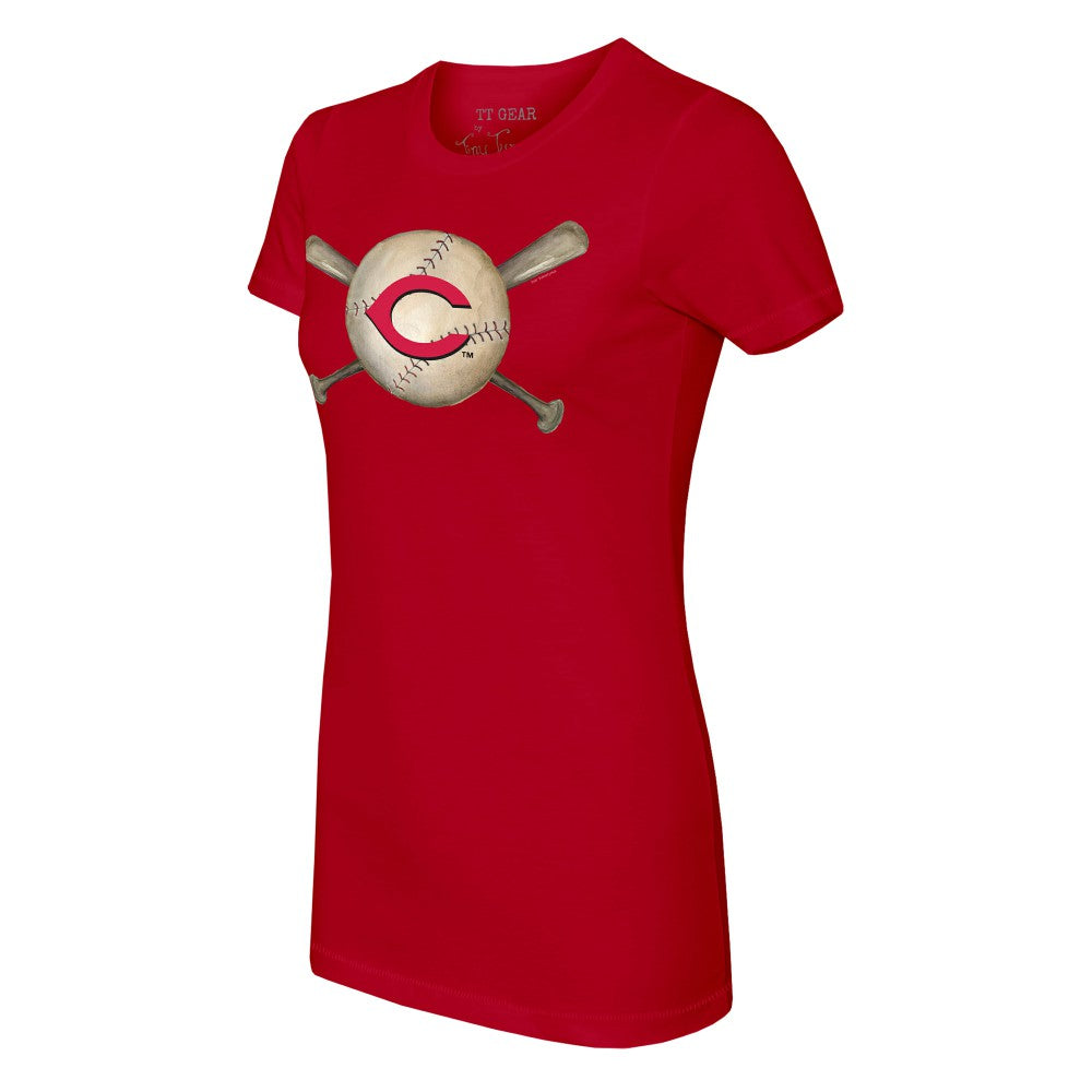Cincinnati Reds Tiny Turnip Women's Baseball Cross Bats T-Shirt - MLB