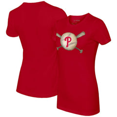 Philadelphia Phillies Tiny Turnip Women's Baseball Cross Bats T-Shirt - MLB