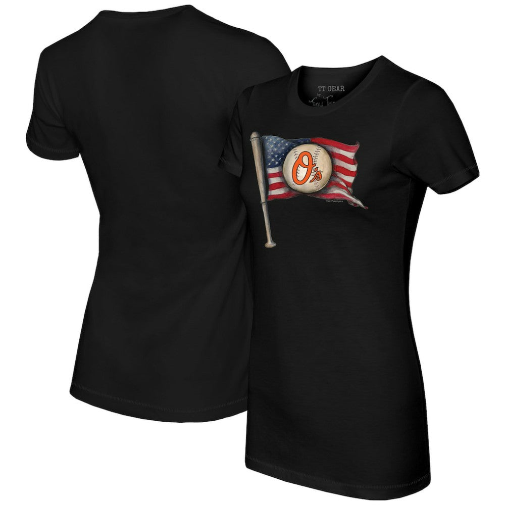 Baltimore Orioles Tiny Turnip Women's Baseball Flag T-Shirt - MLB