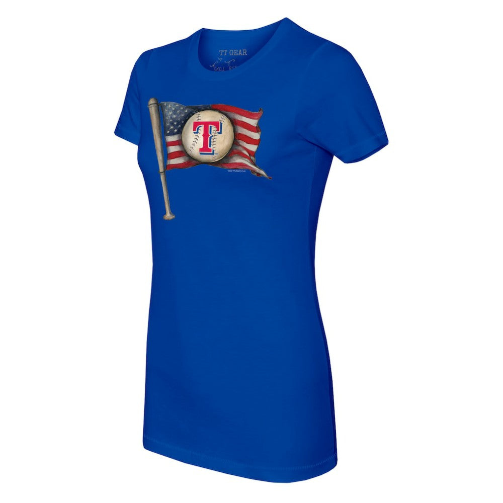 Texas Rangers Tiny Turnip Women's Baseball Flag T-Shirt - MLB