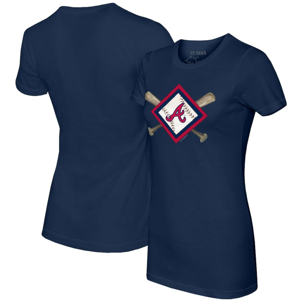 Atlanta Braves Tiny Turnip Women's Diamond Cross Bats T-Shirt - MLB