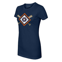 Houston Astros Tiny Turnip Women's Diamond Cross Bats T-Shirt - MLB