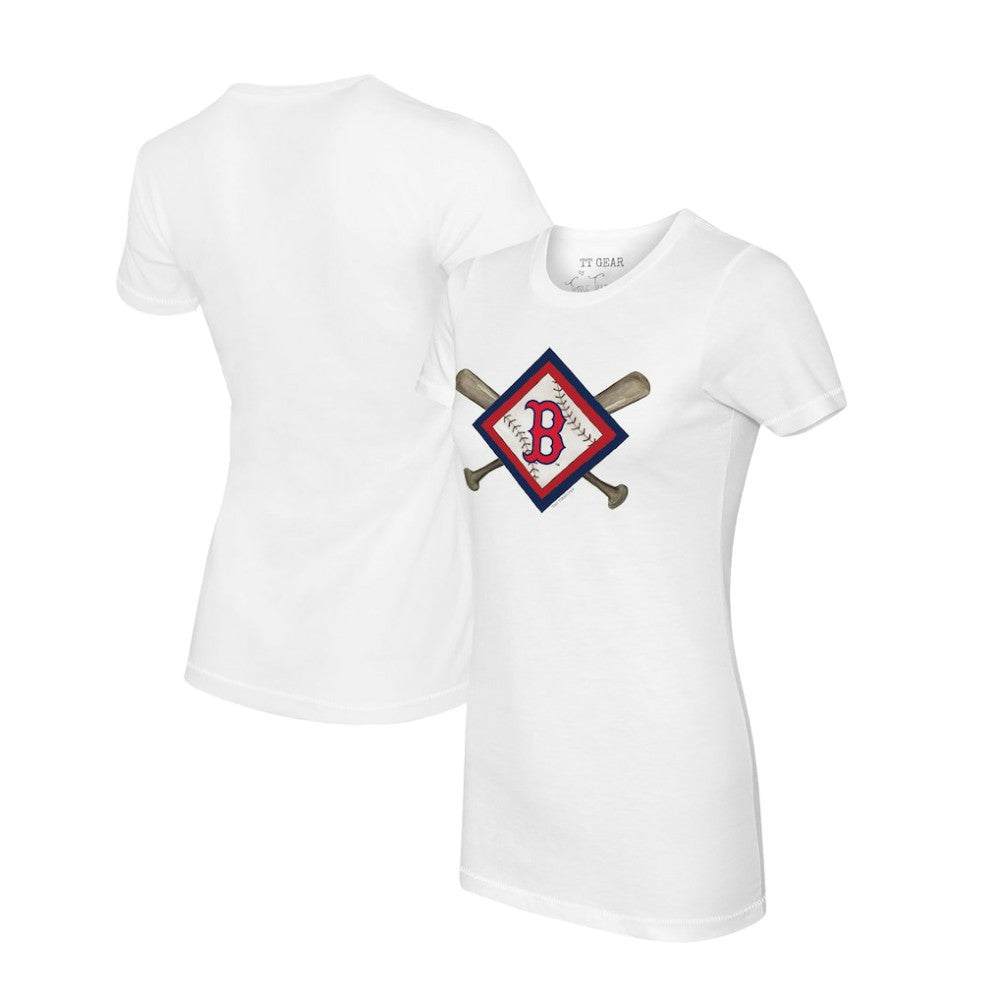 Boston Red Sox Tiny Turnip Women's Diamond Cross Bats T-Shirt - MLB