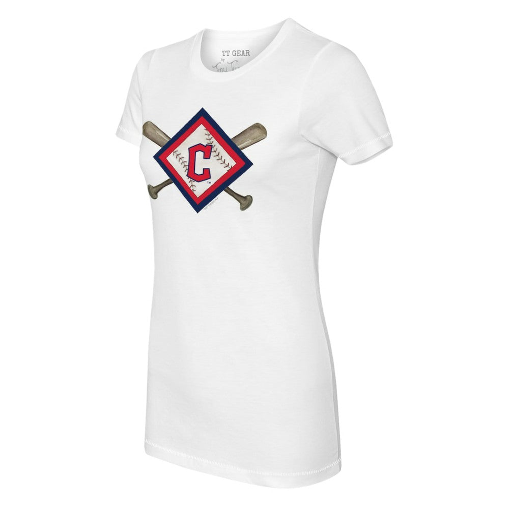 Cleveland Guardians Tiny Turnip Women's Diamond Cross Bats T-Shirt - MLB