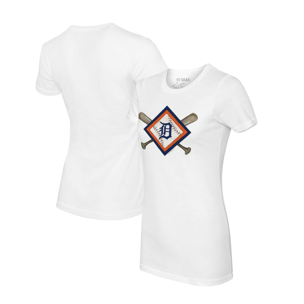 Detroit Tigers Tiny Turnip Women's Diamond Cross Bats T-Shirt - MLB
