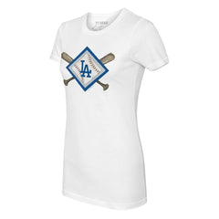 Los Angeles Dodgers Tiny Turnip Women's Diamond Cross Bats T-Shirt - MLB