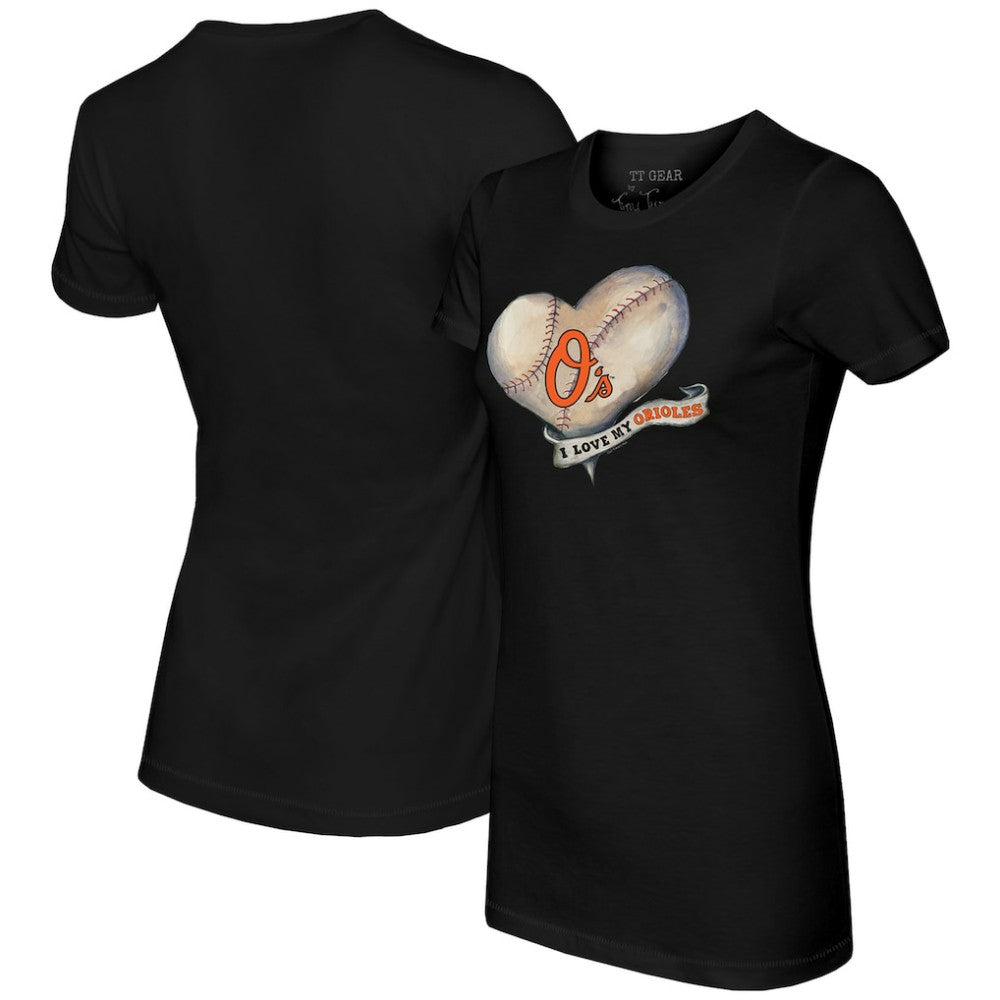 Baltimore Orioles Tiny Turnip Women's Heart Banner T-Shirt - MLB