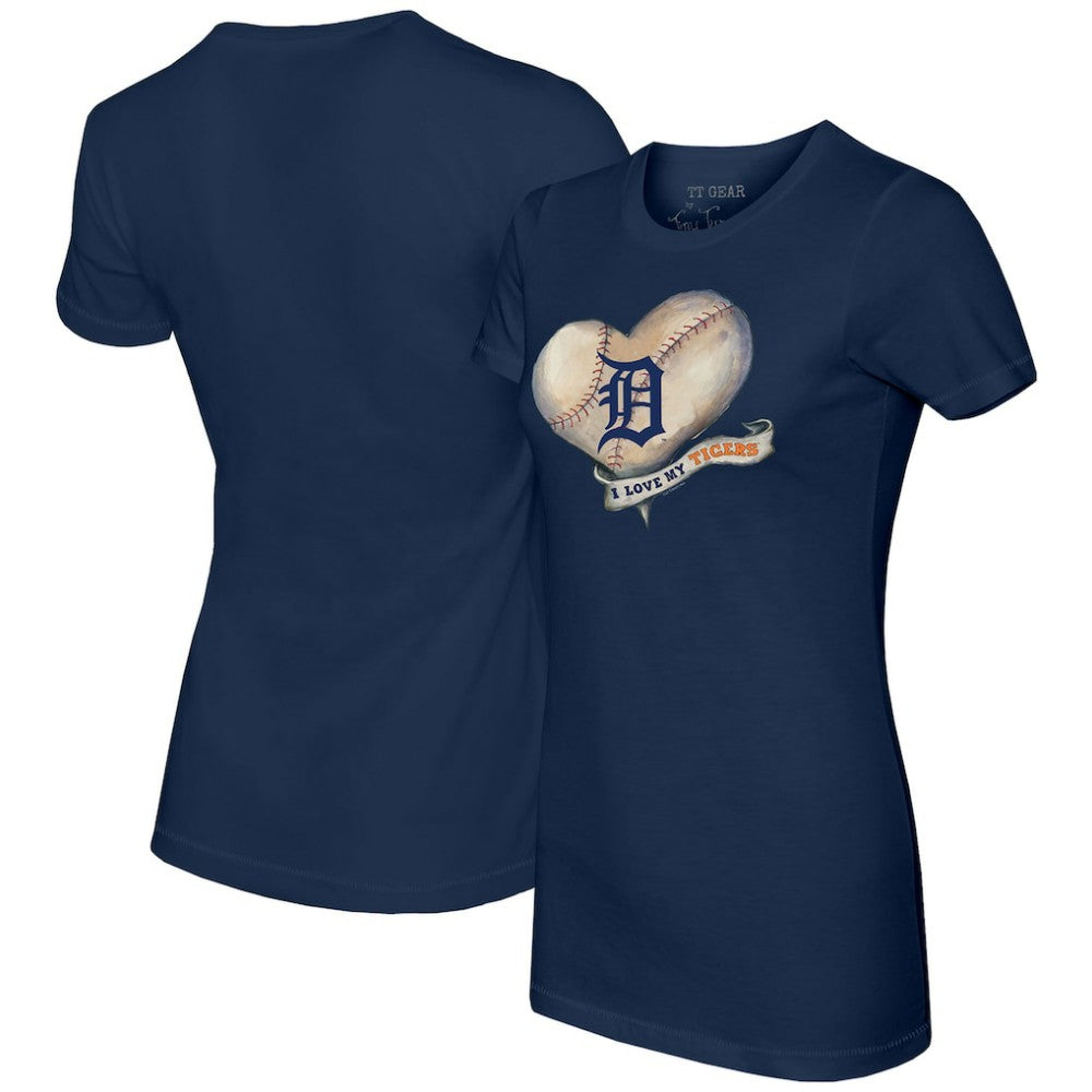 Detroit Tigers Tiny Turnip Women's Heart Banner T-Shirt - MLB