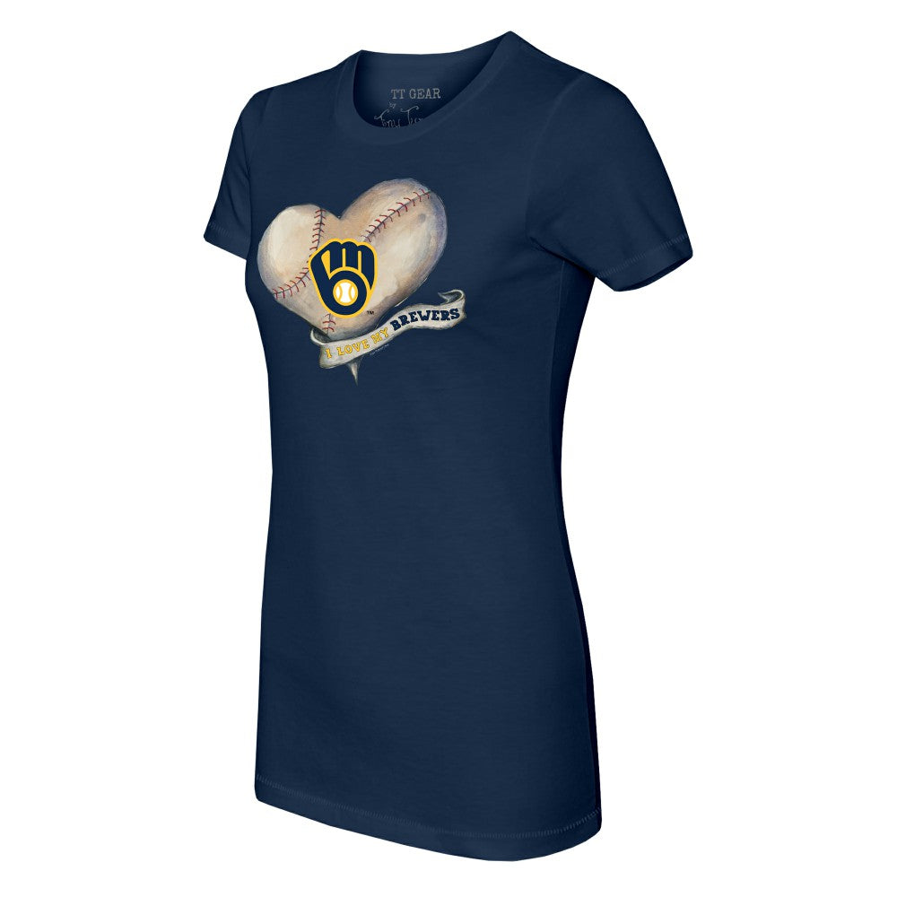 Milwaukee Brewers Tiny Turnip Women's Heart Banner T-Shirt - MLB