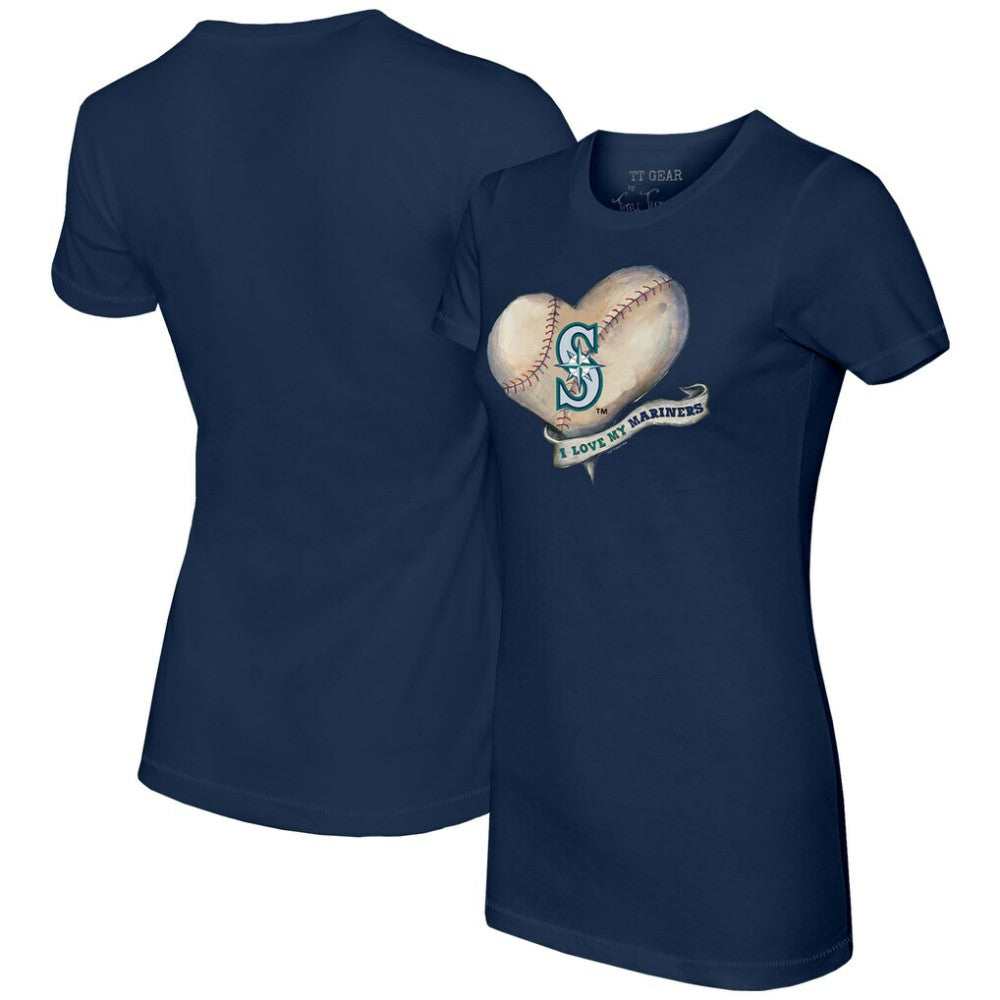 Seattle Mariners Tiny Turnip Women's Heart Banner T-Shirt - MLB