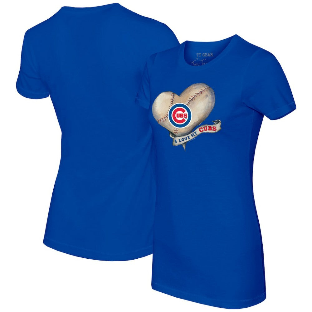 Chicago Cubs Tiny Turnip Women's Heart Banner T-Shirt - MLB