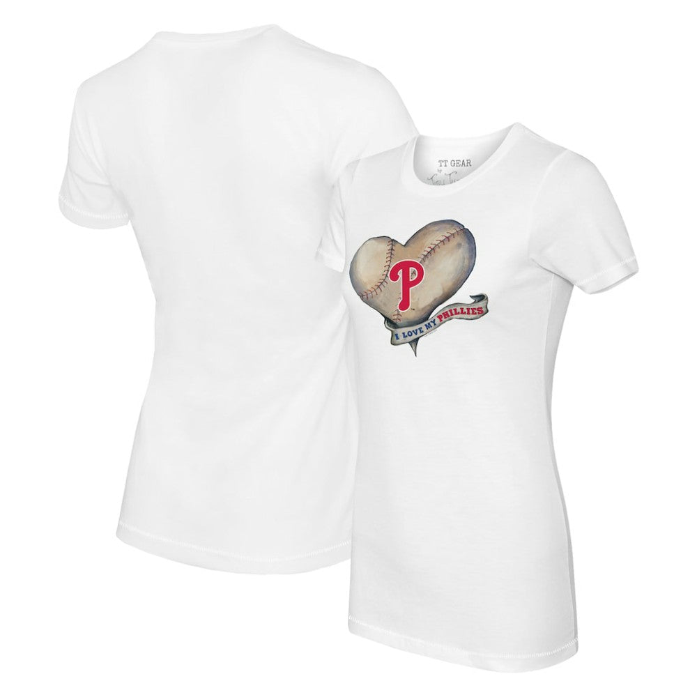Philadelphia Phillies Tiny Turnip Women's Heart Banner T-Shirt - MLB