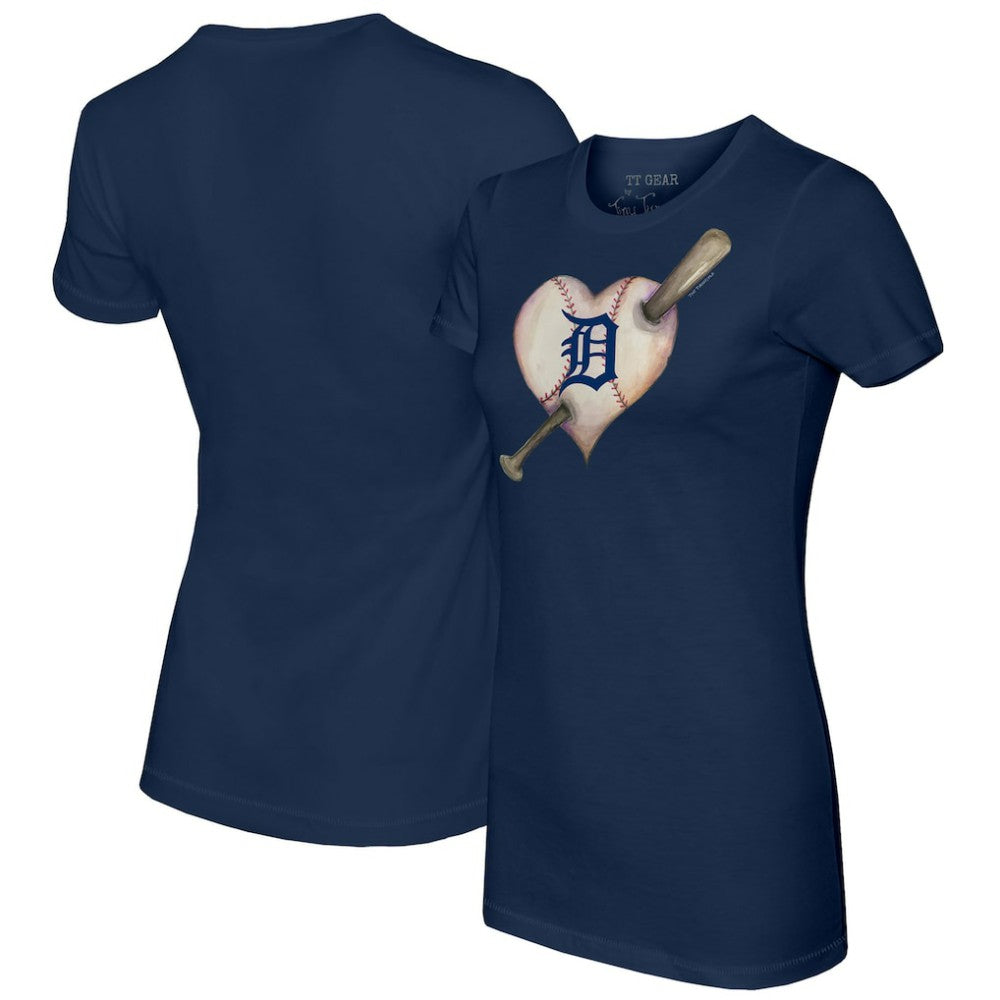 Detroit Tigers Tiny Turnip Women's Heart Bat T-Shirt - MLB