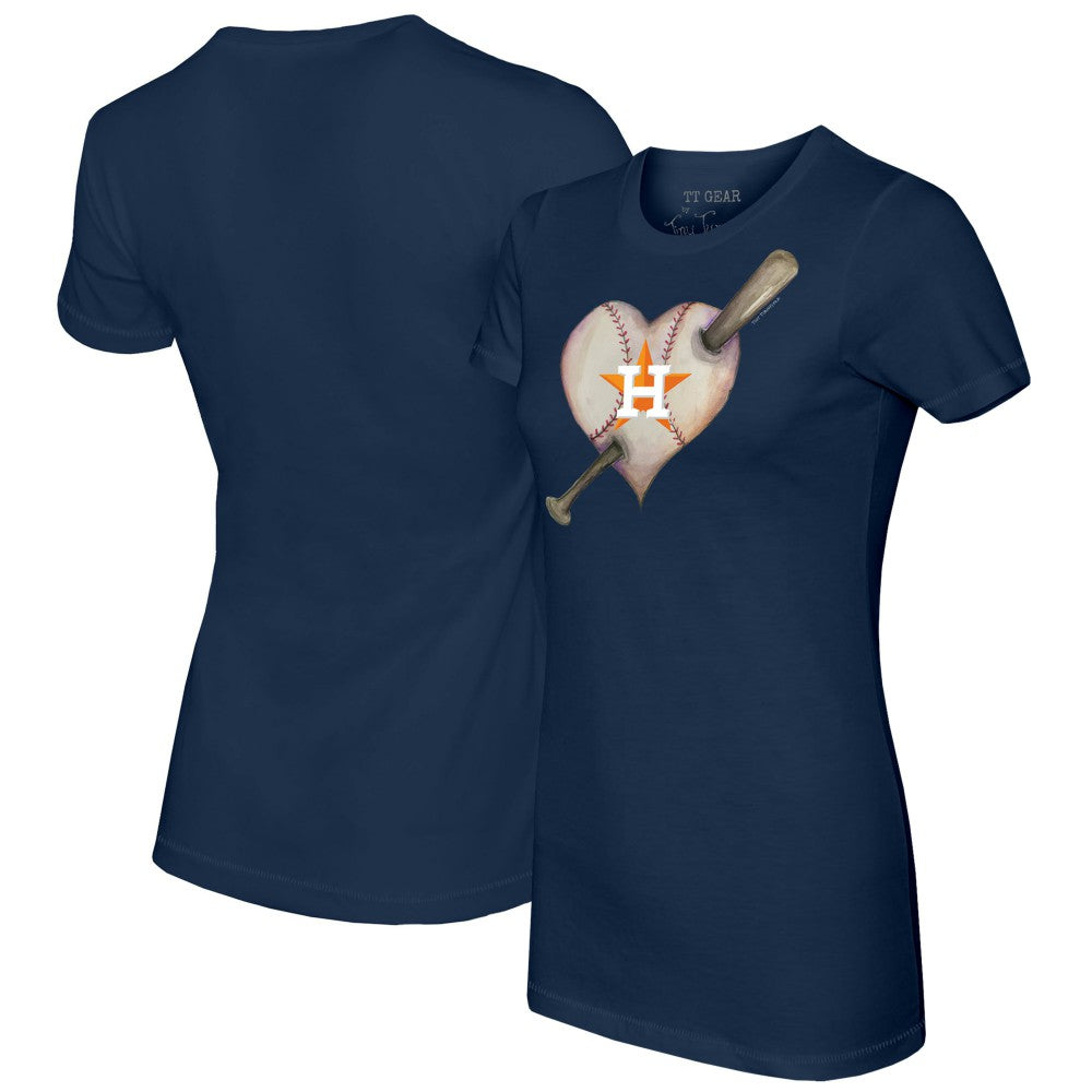 Houston Astros Tiny Turnip Women's Heart Bat T-Shirt - MLB