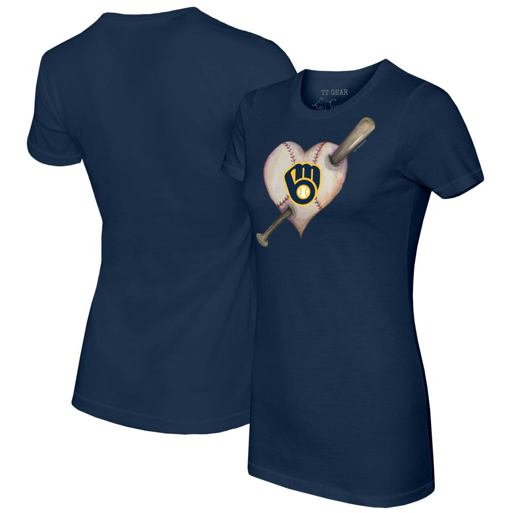 Milwaukee Brewers Tiny Turnip Women's Heart Bat T-Shirt - MLB