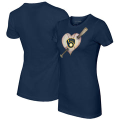 Milwaukee Brewers Tiny Turnip Women's Heart Bat T-Shirt - MLB