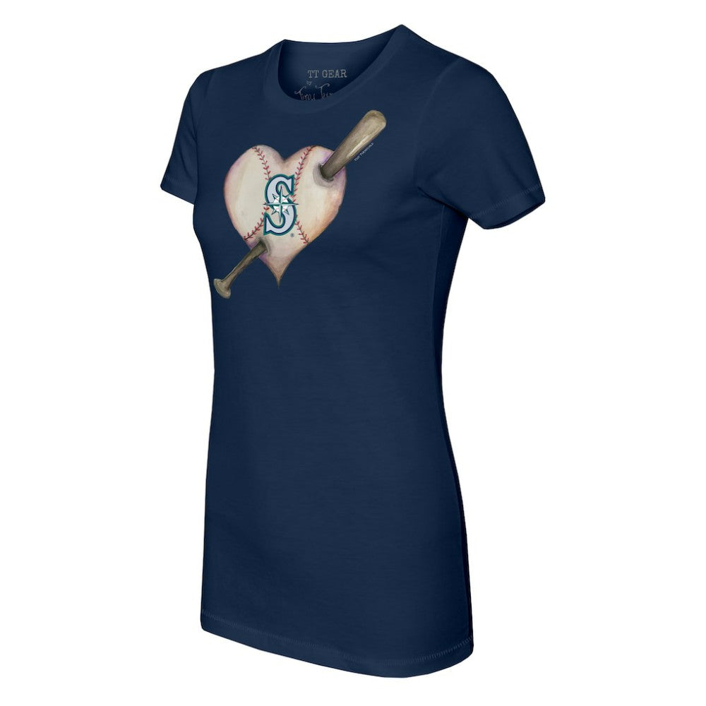 Seattle Mariners Tiny Turnip Women's Heart Bat T-Shirt - MLB