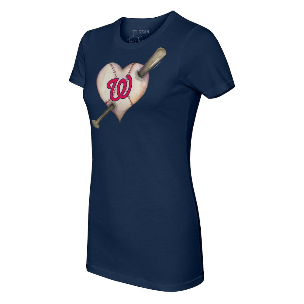 Washington Nationals Tiny Turnip Women's Heart Bat T-Shirt - MLB