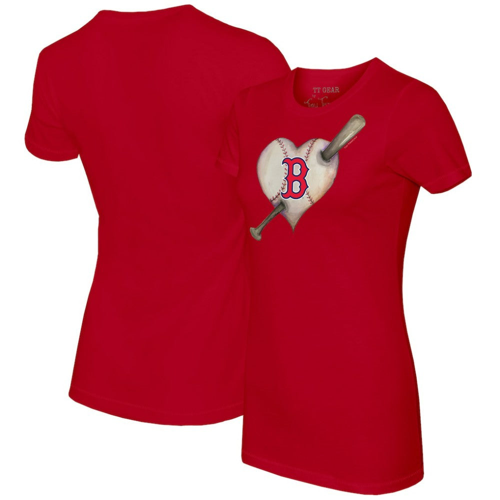 Boston Red Sox Tiny Turnip Women's Heart Bat T-Shirt - MLB