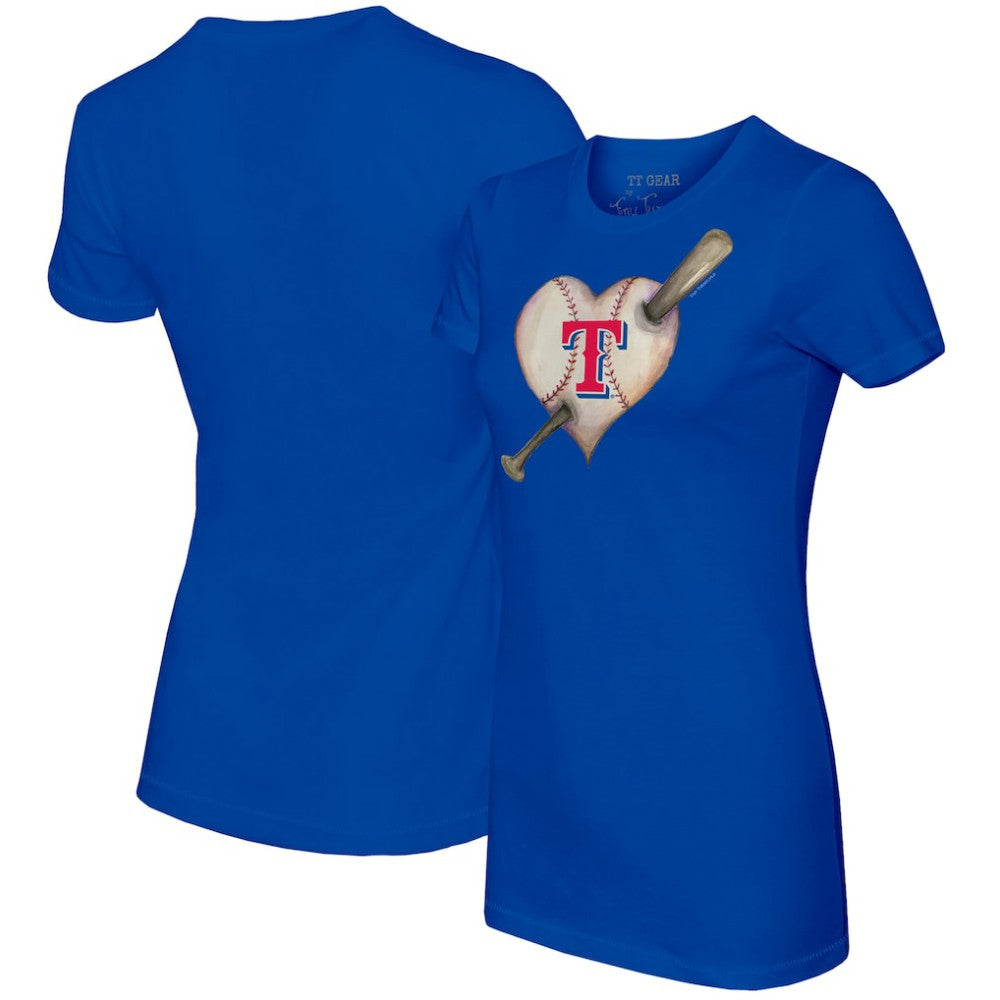 Texas Rangers Tiny Turnip Women's Heart Bat T-Shirt - MLB