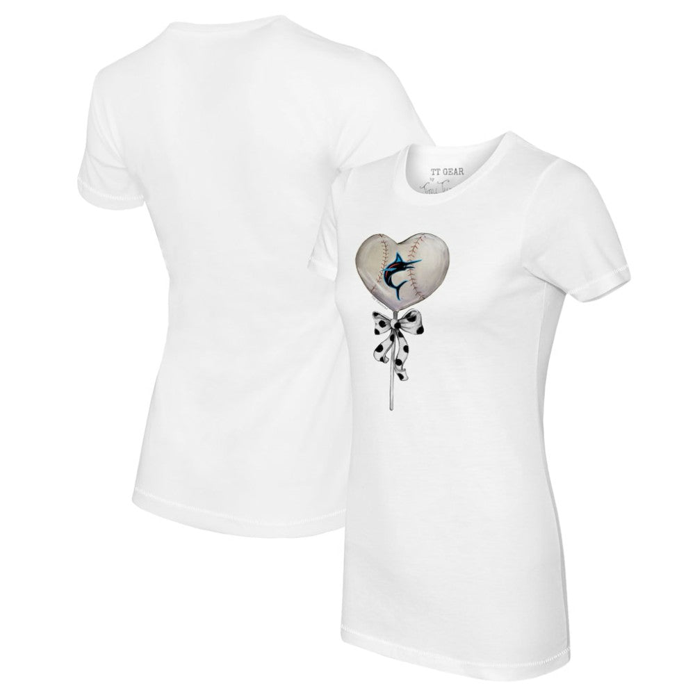 Miami Marlins Tiny Turnip Women's Heart Lolly T-Shirt - MLB