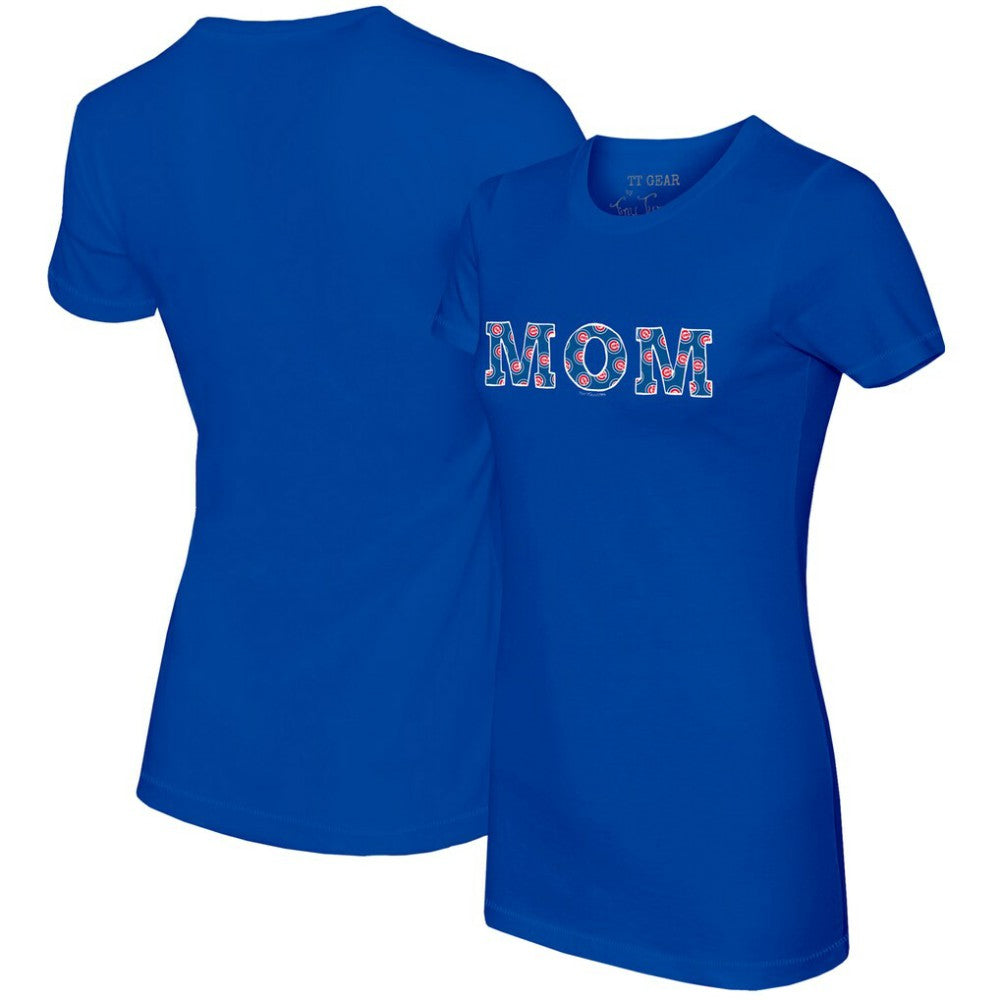 Chicago Cubs Tiny Turnip Women's Logo Mom T-Shirt - MLB