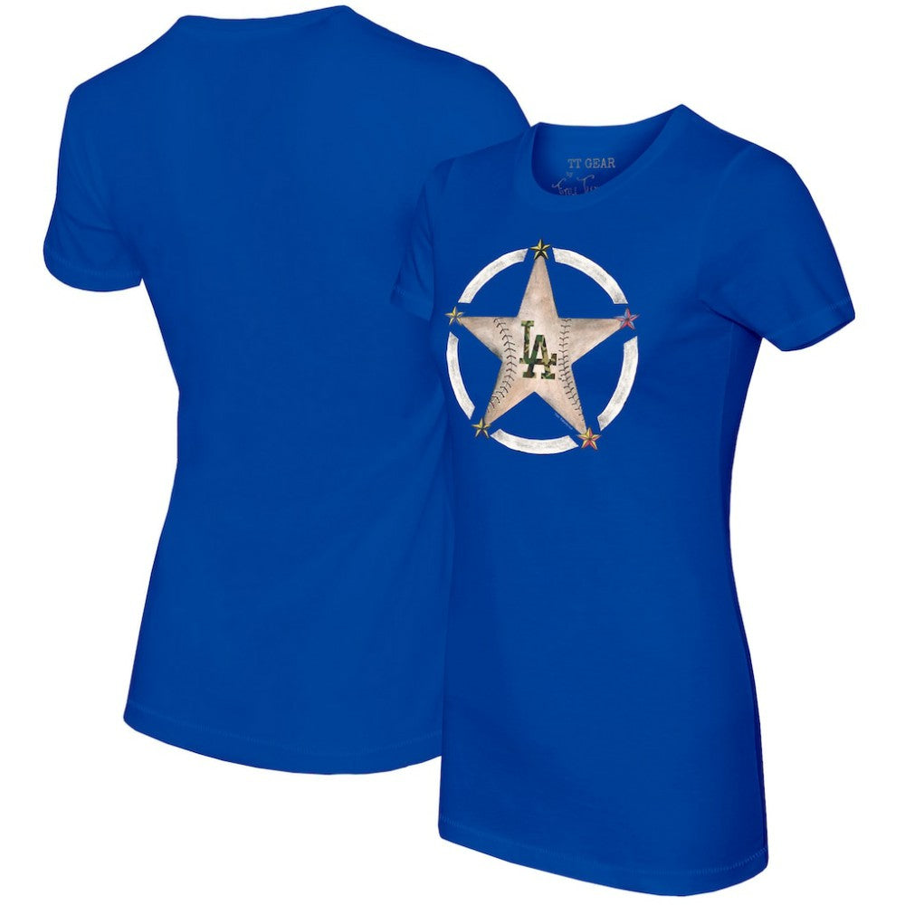 Los Angeles Dodgers Tiny Turnip Women's Military Star T-Shirt - MLB