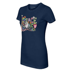 Washington Nationals Tiny Turnip Women's Peace Love Baseball Fitted T-Shirt - MLB