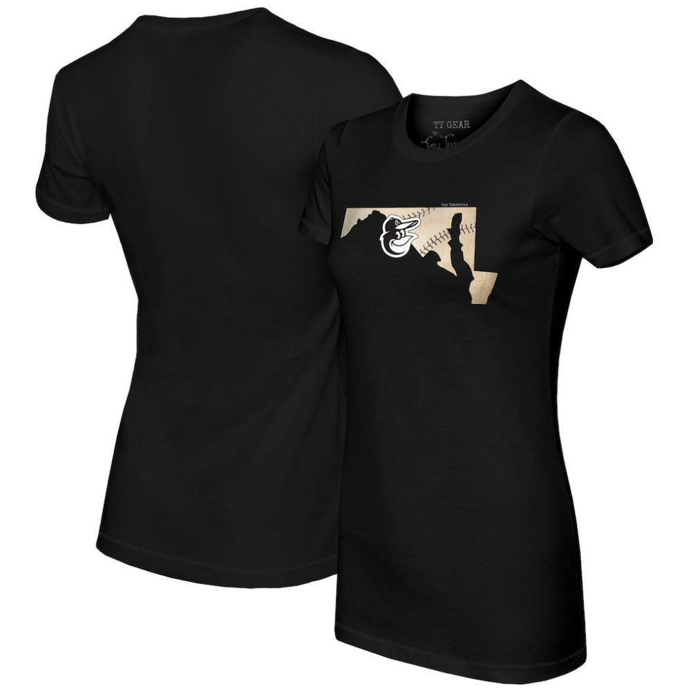 Baltimore Orioles Tiny Turnip Women's State Outline T-Shirt - MLB