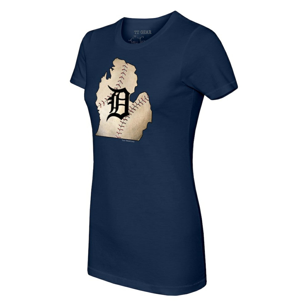 Detroit Tigers Tiny Turnip Women's State Outline T-Shirt - MLB