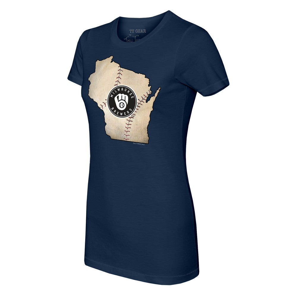 Milwaukee Brewers Tiny Turnip Women's State Outline T-Shirt - MLB
