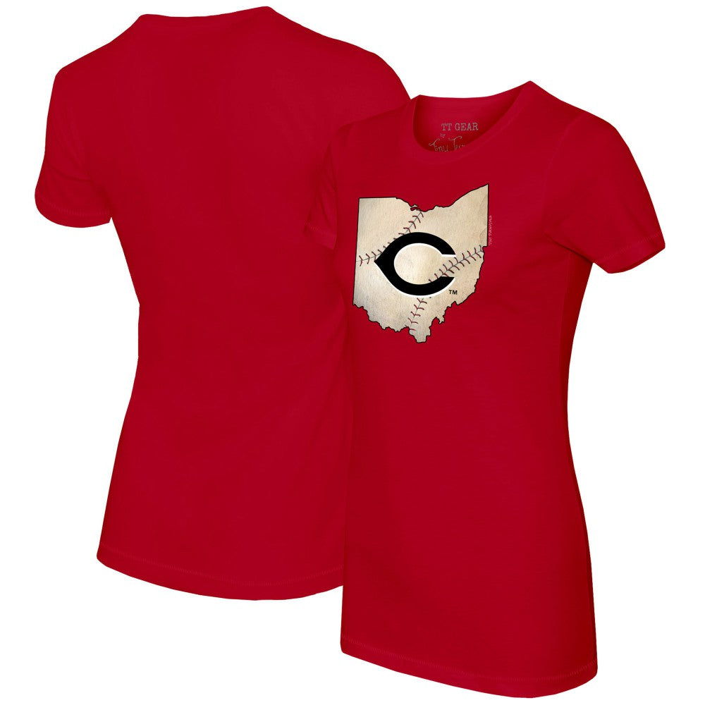 Cincinnati Reds Tiny Turnip Women's State Outline T-Shirt - MLB