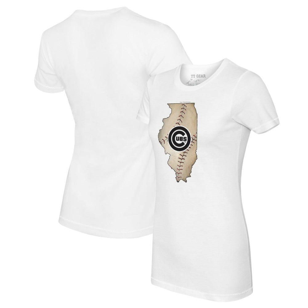 Chicago Cubs Tiny Turnip Women's State Outline T-Shirt - MLB