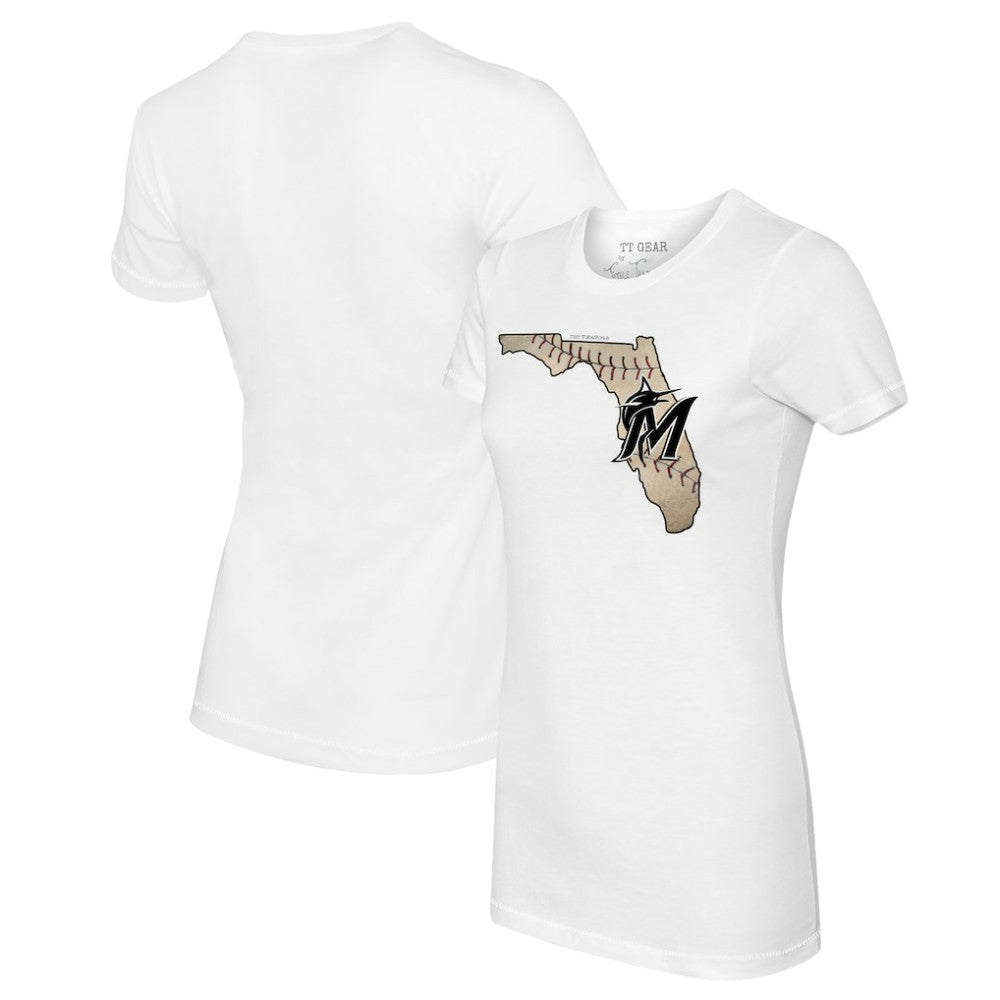 Miami Marlins Tiny Turnip Women's State Outline T-Shirt - MLB