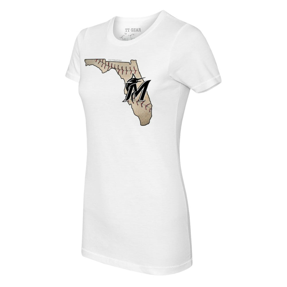Miami Marlins Tiny Turnip Women's State Outline T-Shirt - MLB