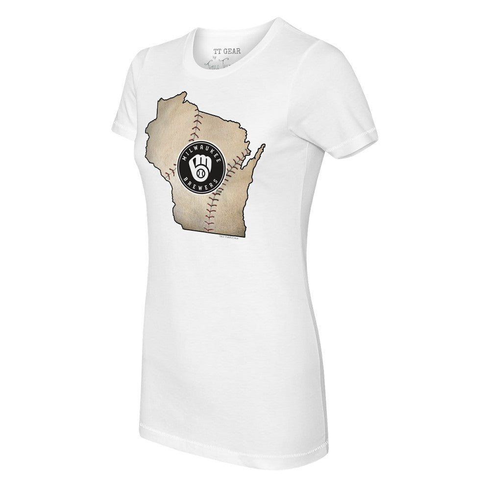 Milwaukee Brewers Tiny Turnip Women's State Outline T-Shirt - MLB
